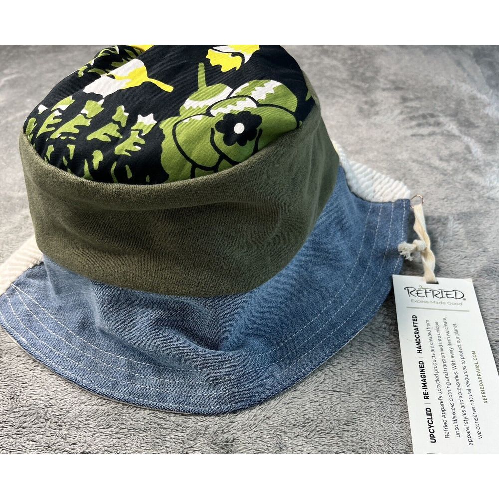 Refried Apparel Upcycled Patchwork Bucket Hat One Size Floral Denim Corduroy NEW